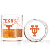 Greenline Goods Longhorns glass front view showing full-color map and logo for campus pride