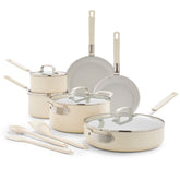 GreenPan x Bobby Flay front packaging showing set and cream finish for cohesive kitchen style