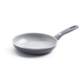 GreenPan Dover front view showing grey exterior and clear nonstick surface benefit quick cooking