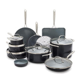 GreenPan Swift front overview showing full 17-piece set and organization benefit