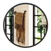 Growsun 24 inch round mirror front view shows elegant frame and clear reflection