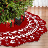 GUDELAK front full view knit skirt showcasing full coverage and festive red color