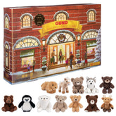 GUND advent calendar front view showing festive artwork and gift-ready box benefit
