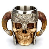 GuoShuang front view of Viking skull mug showing dramatic resin detail and gift appeal