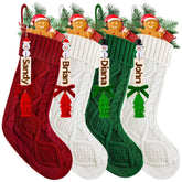 Gushu front view of four knit stockings showing color variety and coordinated look
