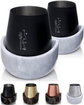 Gusto Nostro front view showing marble chiller and tumblers, elegant presentation benefit