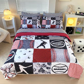 Gusuhome front comforter view showing baseball design and cozy look
