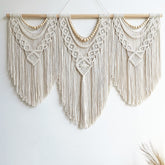 guzhiou front view of full macrame wall hanging adds warm focal point
