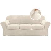 H.VERSAILTEX ivory front view showing full sofa coverage and fresh look