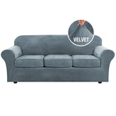 H.VERSAILTEX front view on three-cushion sofa showing neat tailored look