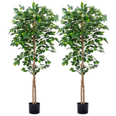 HAIHONG artificial ficus front view showing full height and balanced silhouette benefit: instant greenery