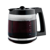 Hamilton Beach carafe front view showing full 12-cup capacity and easy pouring