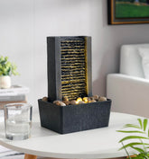 Haobos front view showing minimalist waterfall and calming benefit