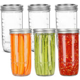 Harfuyee front view of six 24 oz jars showing floral packaging and storage benefit