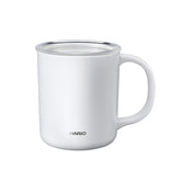 HARIO CMG-350-W front view showing white finish and slim profile, portable convenience