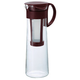 HARIO Mizudashi front view showing glass pitcher and handle for durable serving