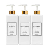 HARRA HOME front view trio of dispensers creates cohesive bathroom organization