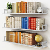 Harwaya front view of 36-inch white floating shelf showing clean display benefit