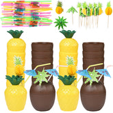 Haundry front view of coconut and pineapple cups showing colorful set benefits