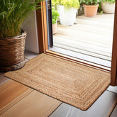 Hausattire front view of 2x3 ft jute rug showing natural tone and durable braid