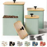 HB Design Co. front view of four canisters showing tidy countertop benefit
