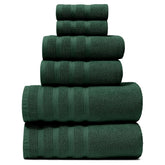 Hearth & Harbor towel set front packaging showing hunter green and organization benefit