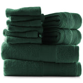 Hearth & Harbor front-facing packaging showing hunter green set and neat fold benefit
