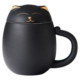 HEER black cat mug front view showing cute face and cheerful design benefits mood