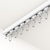 hei! dear front view of white 6-9 ft track showing clean profile and finish, adds tidy look