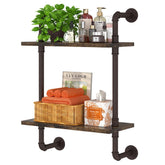 Helsin front view of 2-tier industrial pipe shelf, maximizes vertical storage