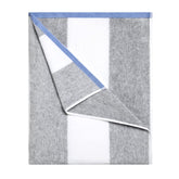 HENBAY front view of oversized grey striped towel showing full coverage benefit