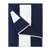 HENBAY front view navy striped towel showing full size and design comfort