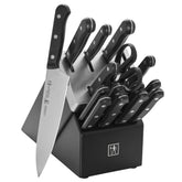 HENCKELS front packaging showing full 16-piece set and self-sharpening block benefit