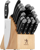 HENCKELS front view of 20-piece knife block showing organized blades and block, easy access