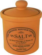 Henry Watson salt jar front view showing rustic terracotta finish and ease of access