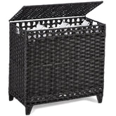 Hermina front view with lid closed showing tidy rattan finish and concealed laundry benefit