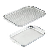 Hestan half sheet front view showing professional stainless finish and durable edges