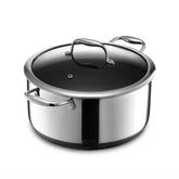 HexClad front view of 8QT pot showing shape and finish, clear performance