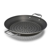 HexClad front view showing grill pan and handles, durable searing benefit