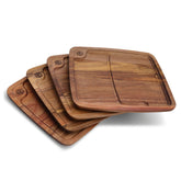 HexClad front view of four-piece Bistecca set showing rustic presentation benefit