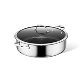 HexClad deep sauté pan front view showing wide base and tall sides for large meals