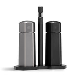 HexClad front view of salt and pepper mills showing compact design and balance