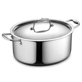 HexClad oval Dutch oven front view showing polished finish and sturdy handles for confident cooking