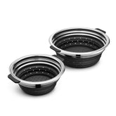 HexClad steamer baskets front view showing set and storage convenience