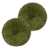 HIG olive velvet front view showing round pleated design and decorative appeal