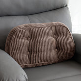 HIGOGOGO front view lumbar pillow showing shape and brown corduroy cover for comfortable support