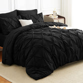 HIMEET queen comforter front view showing elegant pintuck and polished finish for instant upgrade