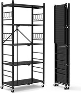 Himix front view of assembled 5-tier shelf shows compact storage benefits