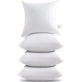 HITO front view of four 18x18 pillow inserts showing neat square shape and crisp finish