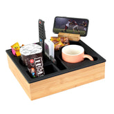 Hitseon front view of tray showing organized drinks and remotes for neat convenience